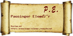 Passinger Elemér névjegykártya